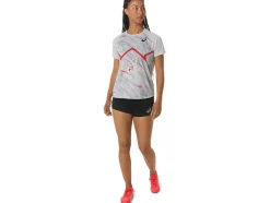 Discount ASICS CJ-LINE LIGHT SHORT SLEEVE TOP Glacier Grey/Electric Red