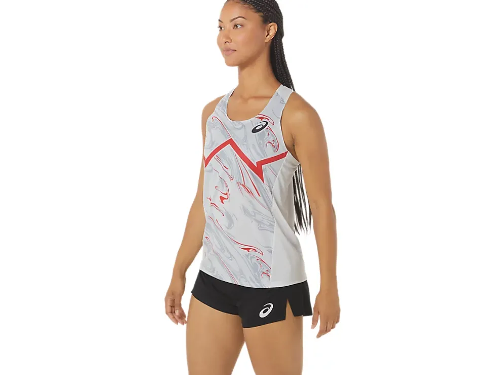 New ASICS CJ-LINE LIGHT SINGLET Glacier Grey/Electric Red