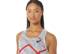New ASICS CJ-LINE LIGHT SINGLET Glacier Grey/Electric Red