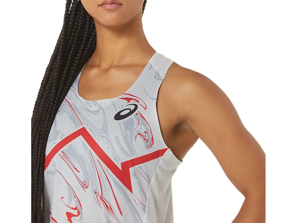 New ASICS CJ-LINE LIGHT SINGLET Glacier Grey/Electric Red