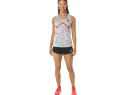 New ASICS CJ-LINE LIGHT SINGLET Glacier Grey/Electric Red
