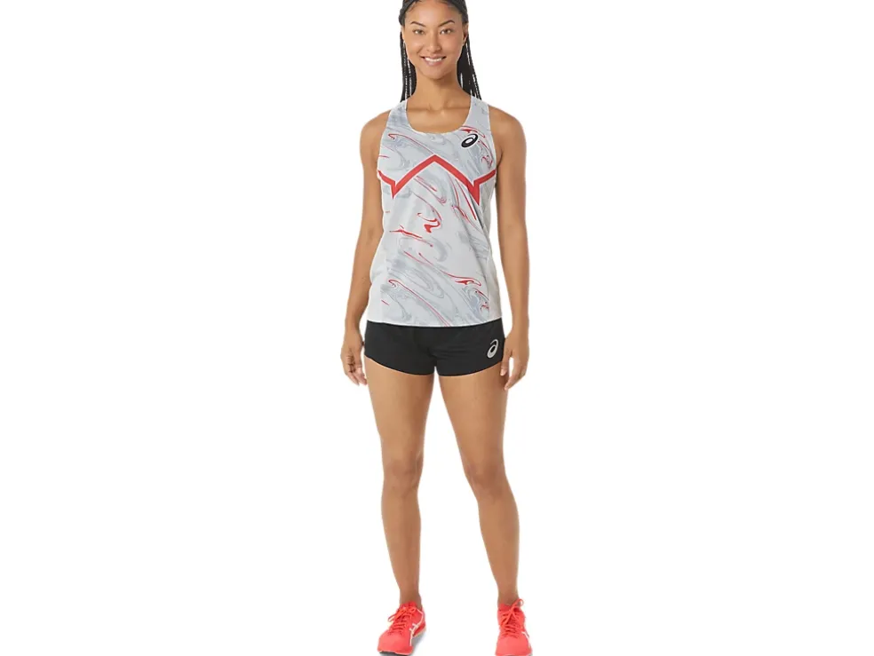 New ASICS CJ-LINE LIGHT SINGLET Glacier Grey/Electric Red