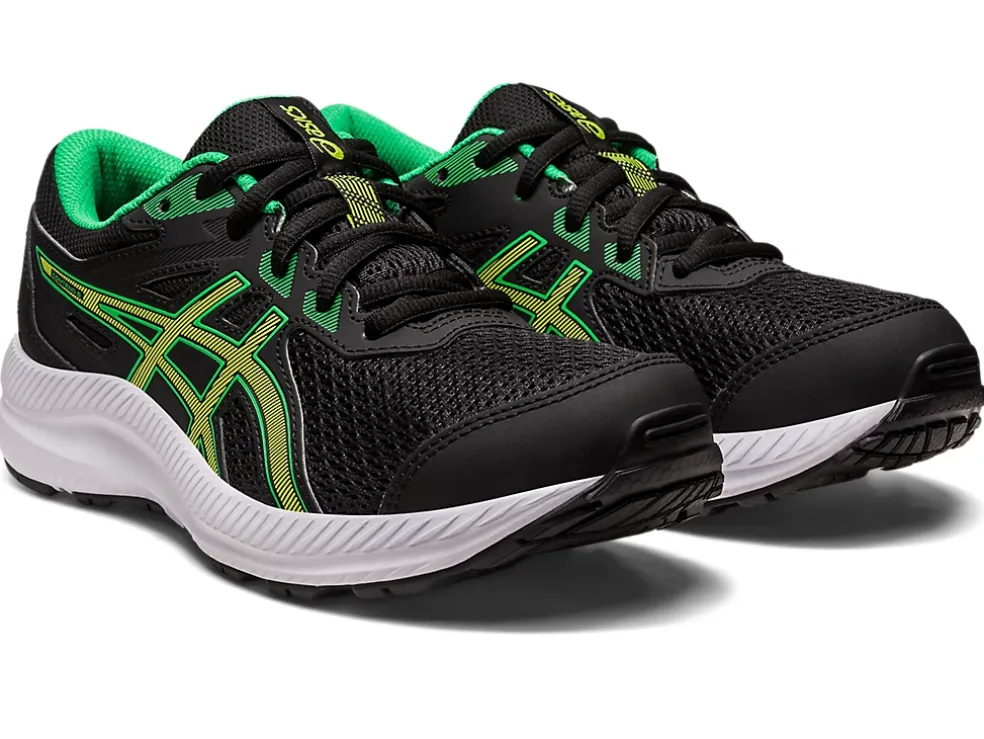 Shop ASICS CONTEND 8 GRADE SCHOOL Black/Lime Zest