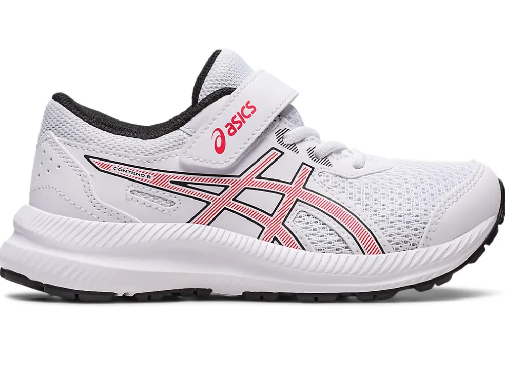 Clearance ASICS CONTEND 8 PRE-SCHOOL White/Electric Red