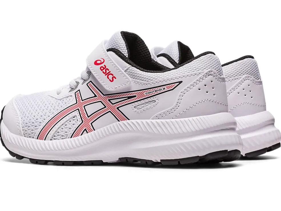 Clearance ASICS CONTEND 8 PRE-SCHOOL White/Electric Red