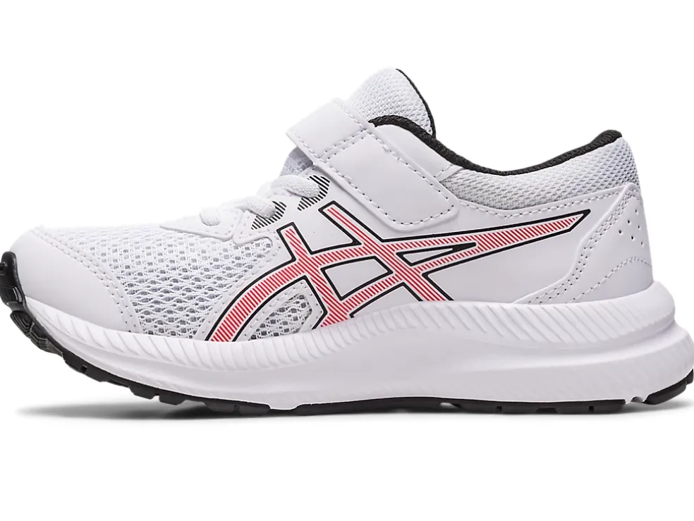 Clearance ASICS CONTEND 8 PRE-SCHOOL White/Electric Red