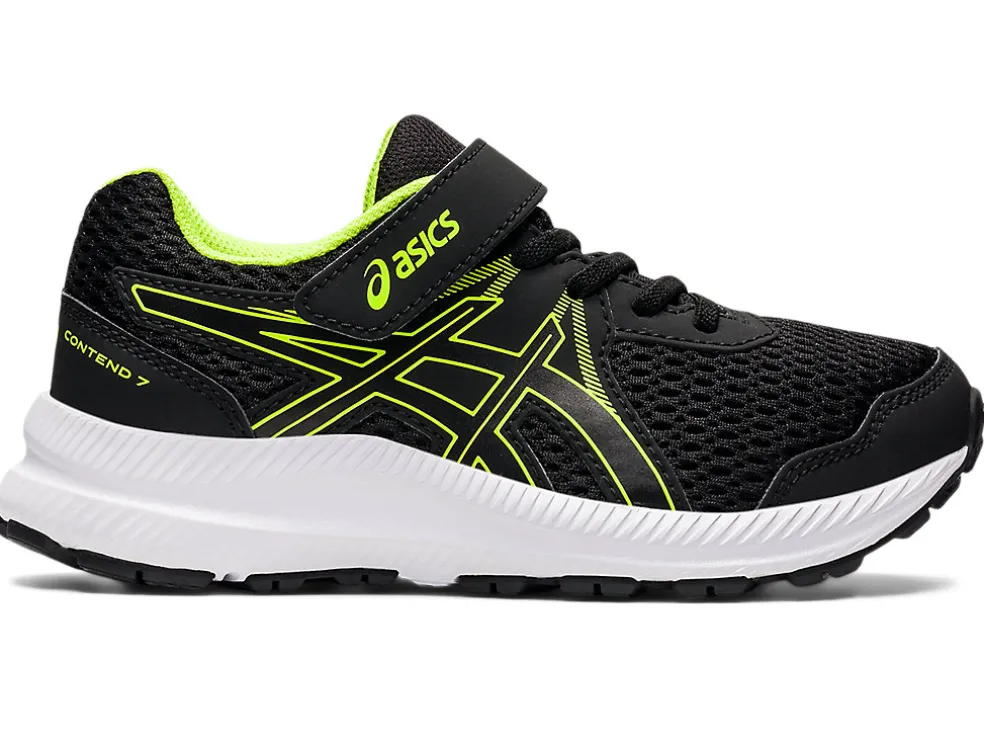 New ASICS CONTEND 7 PRE-SCHOOL Black/Hazard Green
