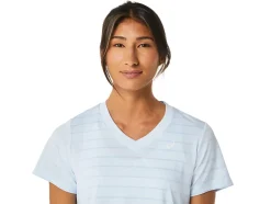 Best Sale ASICS COURT STRIPE SHORT SLEEVE TOP Soft Sky