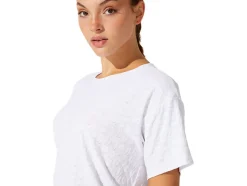 Flash Sale ASICS CROPPED LOGO JACQUARD SHORT SLEEVE Brilliant White