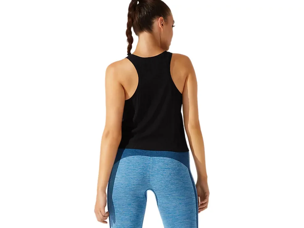 Clearance ASICS CROPPED LOGO JACQUARD TANK Performance Black