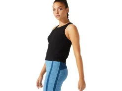 Clearance ASICS CROPPED LOGO JACQUARD TANK Performance Black