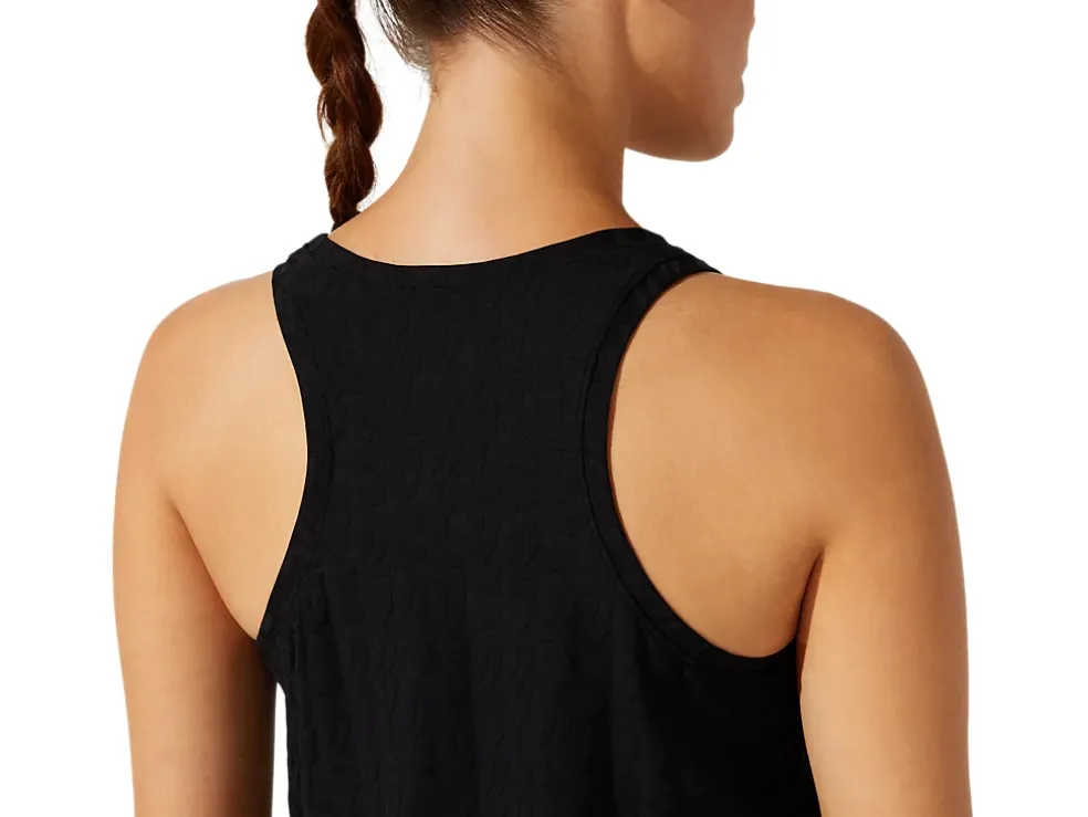 Clearance ASICS CROPPED LOGO JACQUARD TANK Performance Black