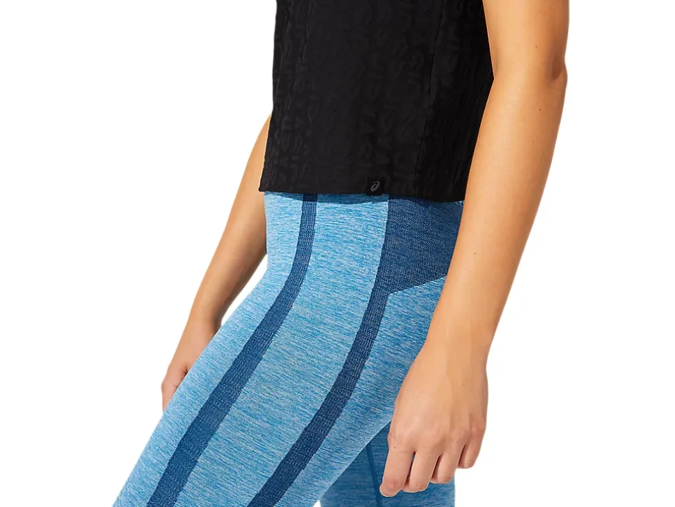 Clearance ASICS CROPPED LOGO JACQUARD TANK Performance Black