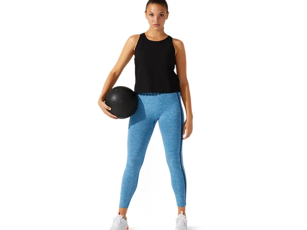 Clearance ASICS CROPPED LOGO JACQUARD TANK Performance Black