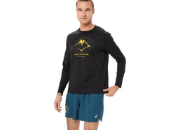 New ASICS FUJITRAIL LOGO LONG SLEEVE TOP Performance Black/Carbon/ Fellow Yellow
