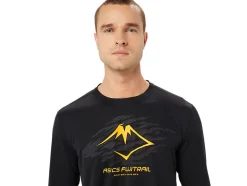 New ASICS FUJITRAIL LOGO LONG SLEEVE TOP Performance Black/Carbon/ Fellow Yellow