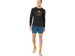 New ASICS FUJITRAIL LOGO LONG SLEEVE TOP Performance Black/Carbon/ Fellow Yellow
