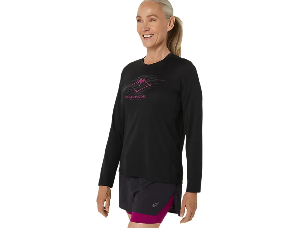 Outlet ASICS FUJITRAIL LOGO LONG SLEEVE TOP Performance Black/Blackberry