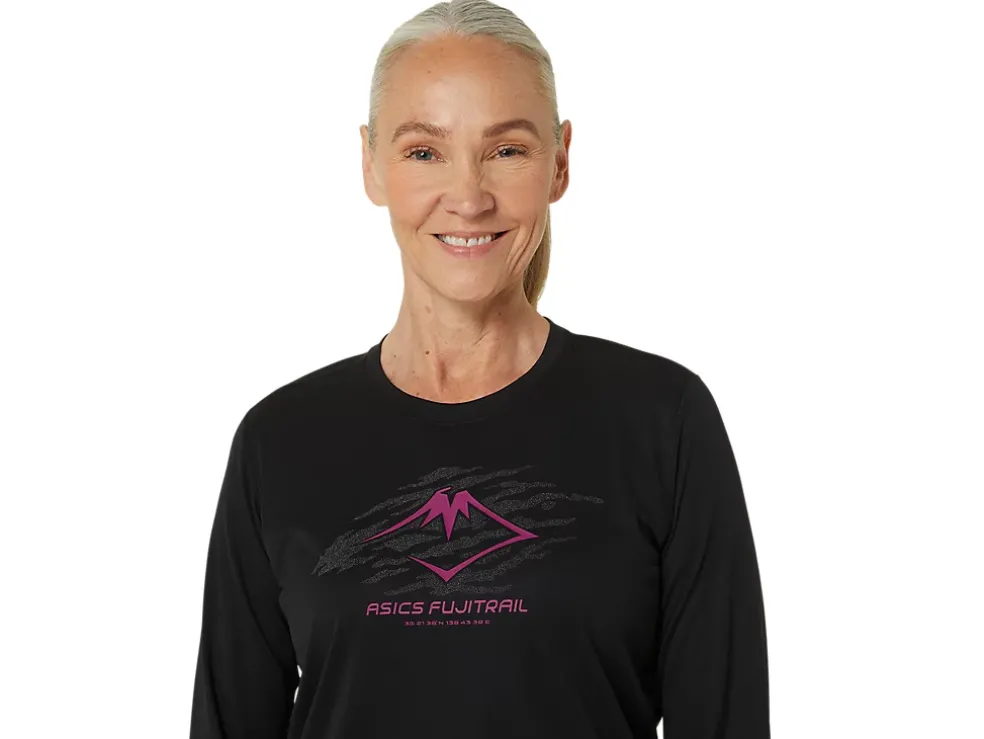Outlet ASICS FUJITRAIL LOGO LONG SLEEVE TOP Performance Black/Blackberry
