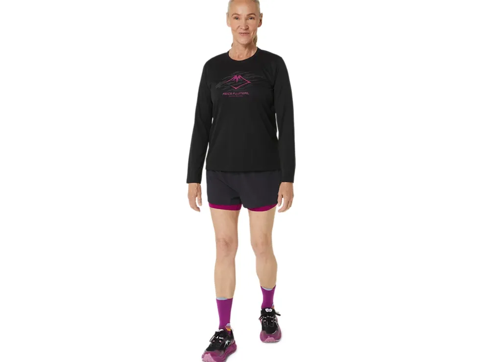Outlet ASICS FUJITRAIL LOGO LONG SLEEVE TOP Performance Black/Blackberry