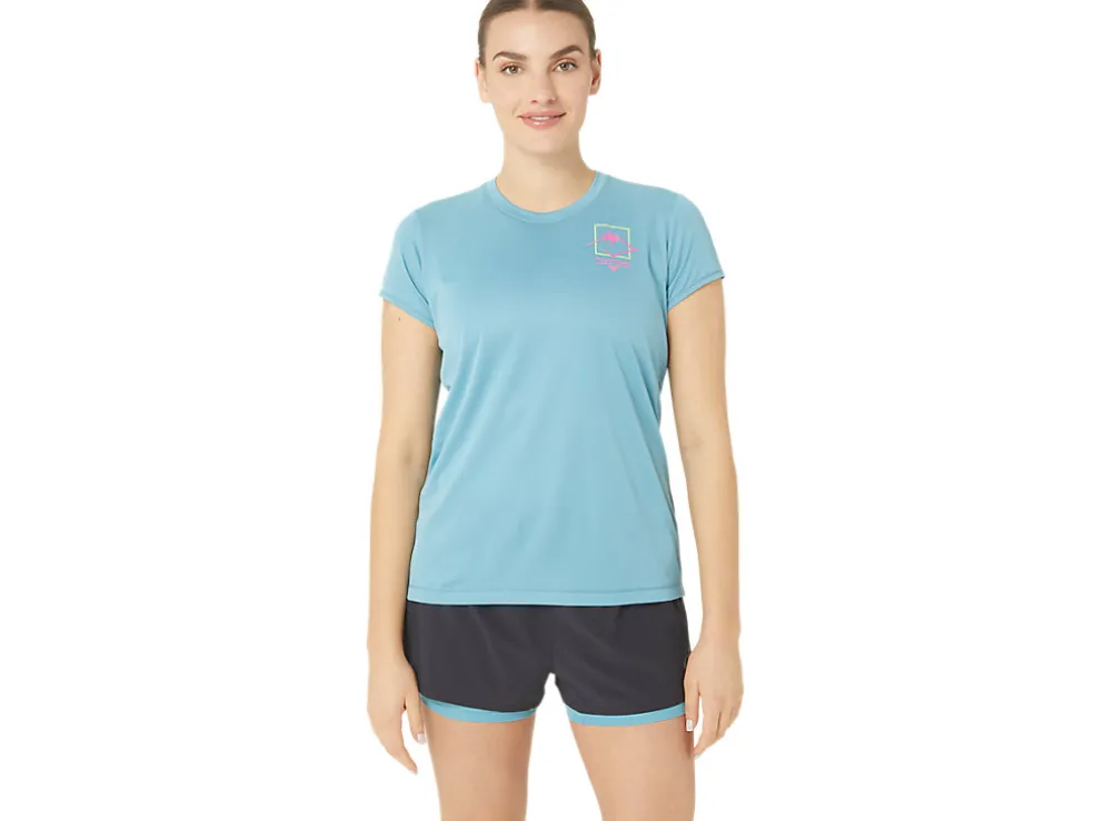 Cheap ASICS FUJITRAIL LOGO SHORT SLEEVE TOP Gris Blue