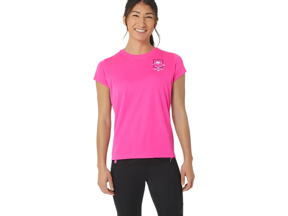 New ASICS FUJITRAIL LOGO SHORT SLEEVE TOP Pink Glo