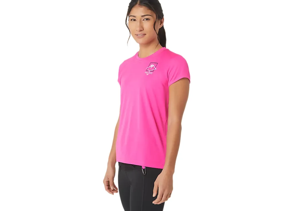 New ASICS FUJITRAIL LOGO SHORT SLEEVE TOP Pink Glo