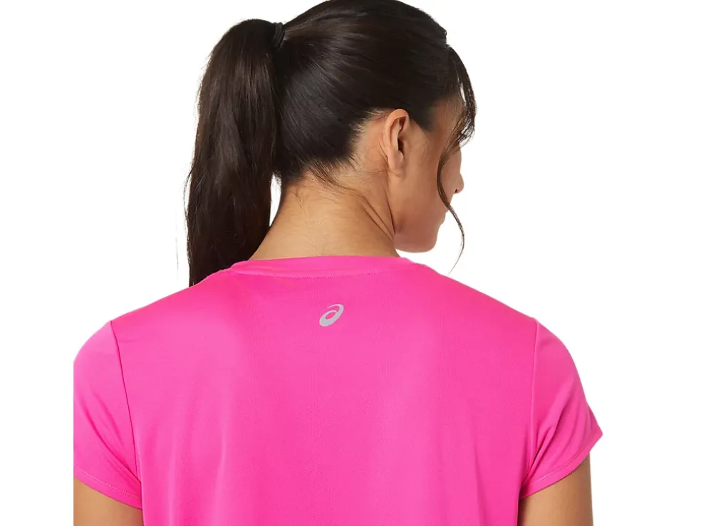 New ASICS FUJITRAIL LOGO SHORT SLEEVE TOP Pink Glo