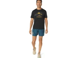New ASICS FUJITRAIL LOGO SHORT SLEEVE TOP Performance Black/Carbon/Fellow Yellow