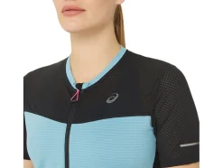 Best Sale ASICS FUJITRAIL SHORT SLEEVE TOP Performance Black/Gris Blue