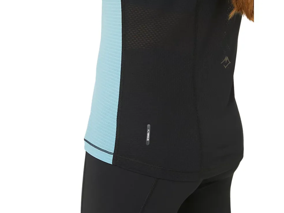 Best Sale ASICS FUJITRAIL SHORT SLEEVE TOP Performance Black/Gris Blue