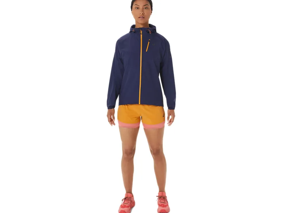 Clearance ASICS FUJITRAIL WATERPROOF JACKET Indigo Blue/Sandstorm