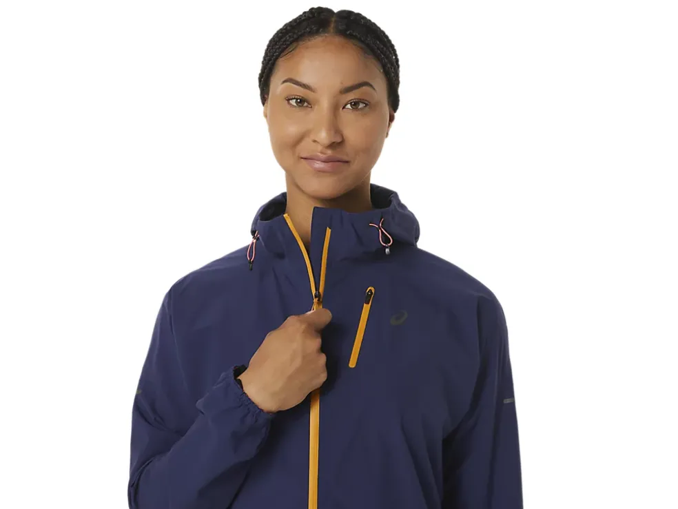 Clearance ASICS FUJITRAIL WATERPROOF JACKET Indigo Blue/Sandstorm