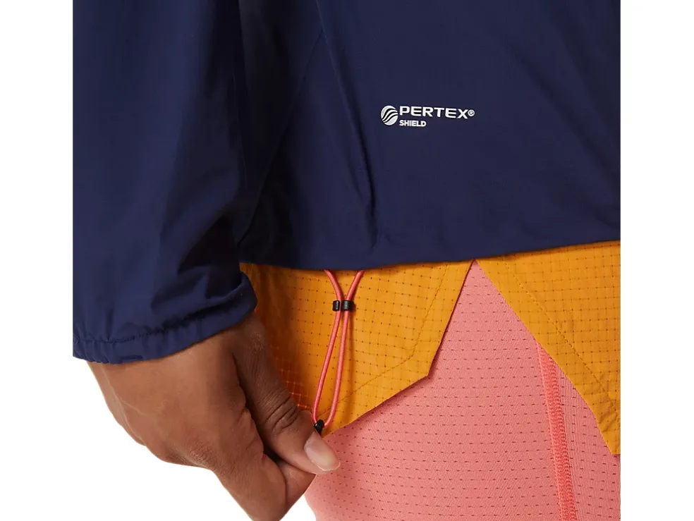 Clearance ASICS FUJITRAIL WATERPROOF JACKET Indigo Blue/Sandstorm