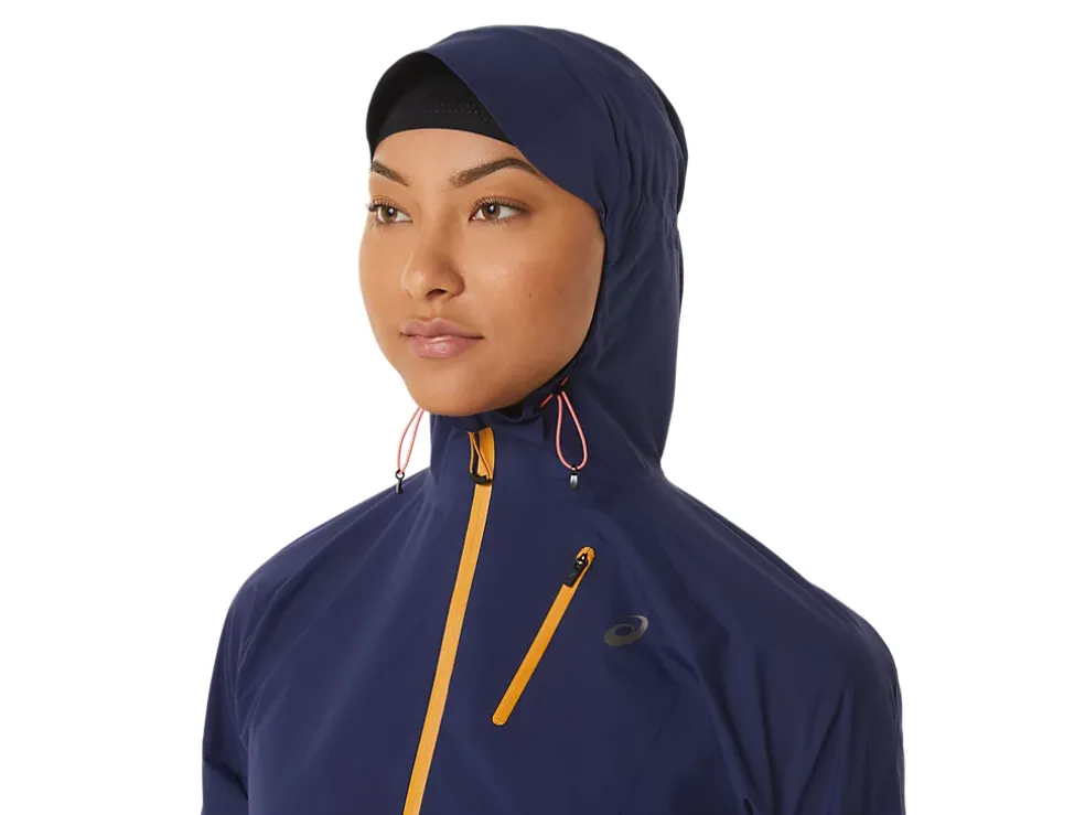 Clearance ASICS FUJITRAIL WATERPROOF JACKET Indigo Blue/Sandstorm