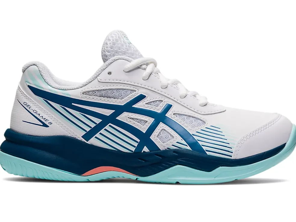 Shop ASICS GEL-GAME 8 GRADE SCHOOL White/Light Indigo