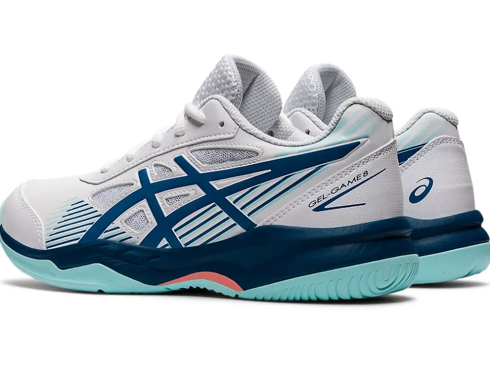 Shop ASICS GEL-GAME 8 GRADE SCHOOL White/Light Indigo