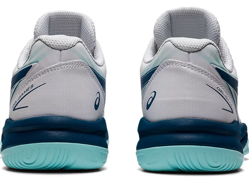 Shop ASICS GEL-GAME 8 GRADE SCHOOL White/Light Indigo