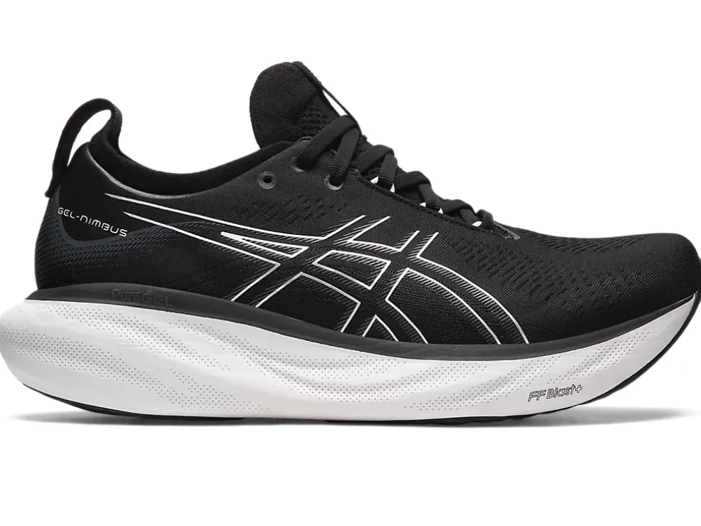 Hot ASICS GEL-NIMBUS 25 EXTRA WIDE Black/Pure Silver
