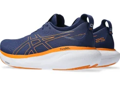 New ASICS GEL-NIMBUS 25 WIDE Deep Ocean/Bright Orange
