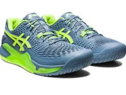 Shop ASICS GEL-RESOLUTION 9 Steel Blue/Hazard Green