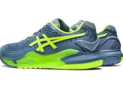 Shop ASICS GEL-RESOLUTION 9 Steel Blue/Hazard Green