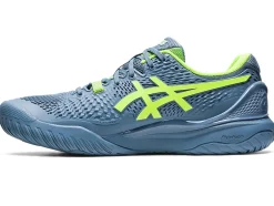 Shop ASICS GEL-RESOLUTION 9 Steel Blue/Hazard Green