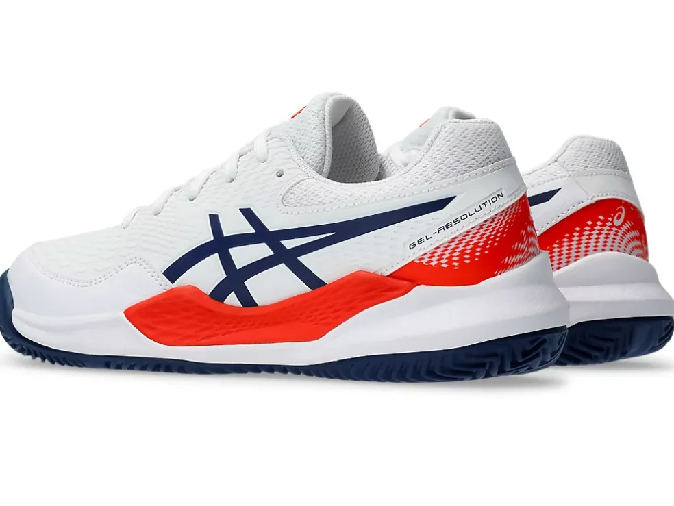 Cheap ASICS GEL-RESOLUTION 9 GRADE SCHOOL CLAY White/Blue Expanse