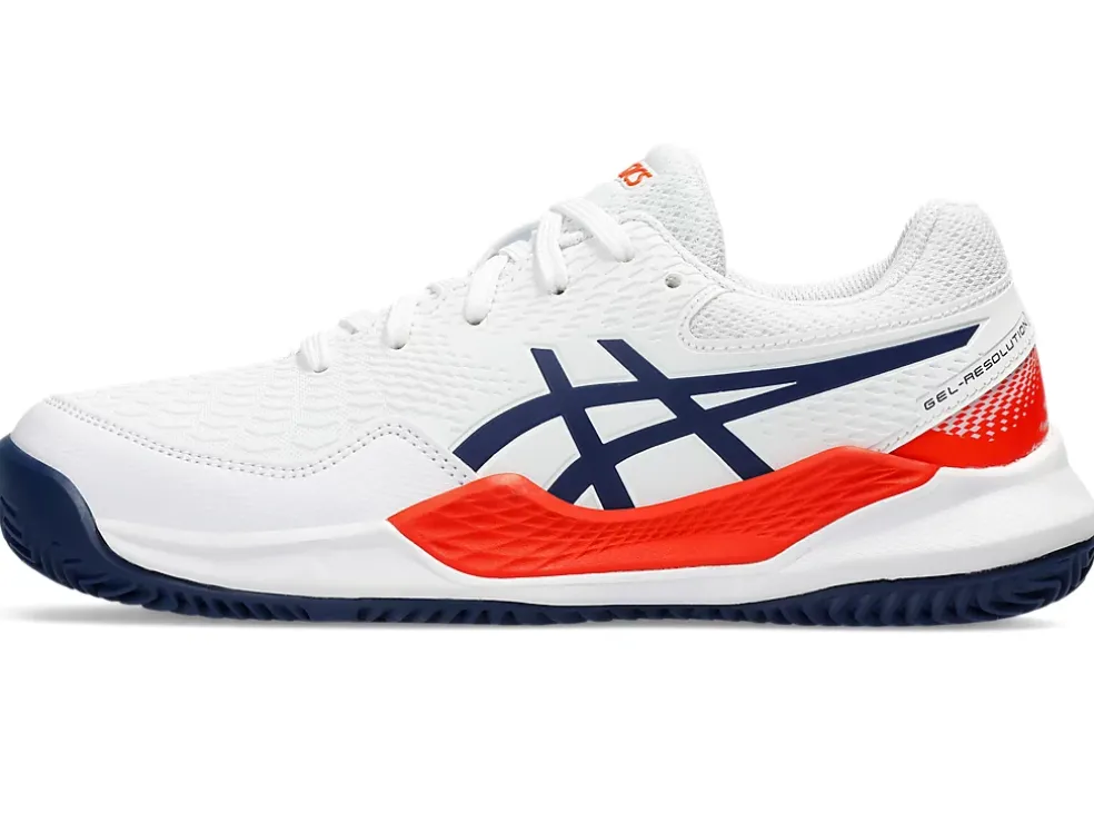 Cheap ASICS GEL-RESOLUTION 9 GRADE SCHOOL CLAY White/Blue Expanse
