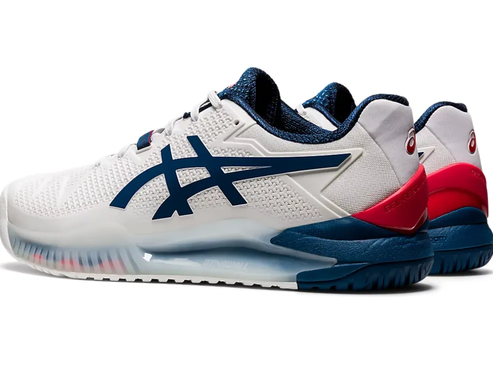 Clearance ASICS GEL-RESOLUTION 8 WIDE White/Mako Blue