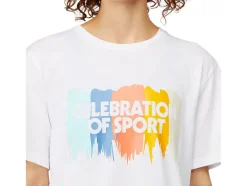 Hot ASICS GRAPHIC SHORT SLEEVE TOP Brilliant White