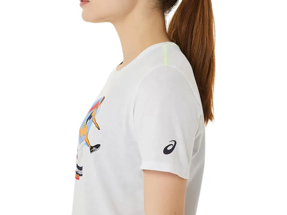Store ASICS GRAPHIC SHORT SLEEVE WCH Brilliant White