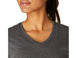Hot ASICS HEATHER VNECK TOP Dark Grey Heather