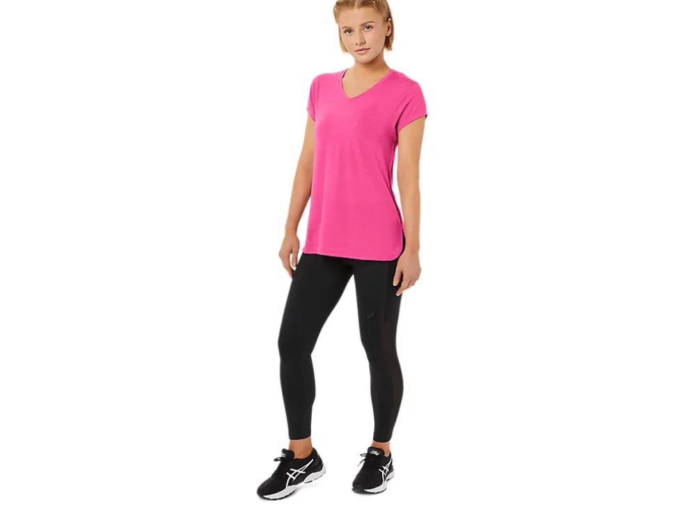 Clearance ASICS HEATHER VNECK TOP Hot Pink Heather